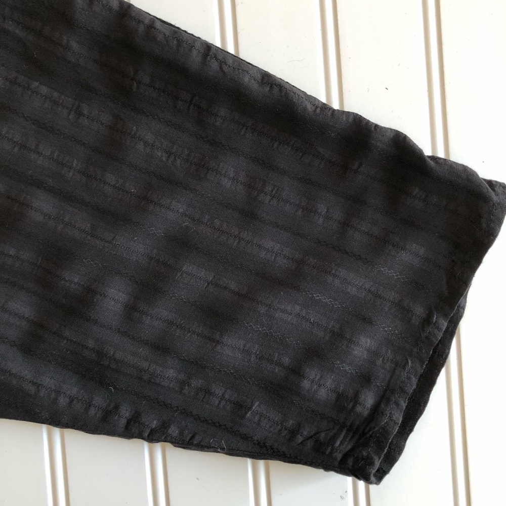 Aakaa Roll Sleeve Tie Front Black Top ~ Size L - Picture 10 of 13